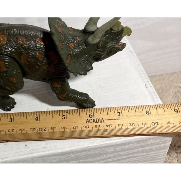 Green Triceratops Dinosaur Figure Textured Detailing Realistic Design Kid Galaxy - Picture 7 of 8